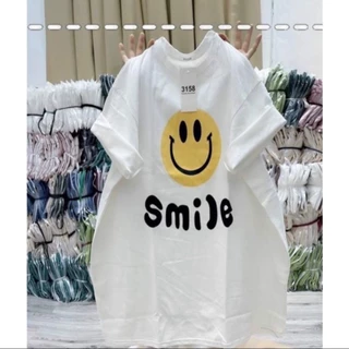 Áo thun rộng mặt cười smile giá rẻ tay lở from rộng giấu quần freesize