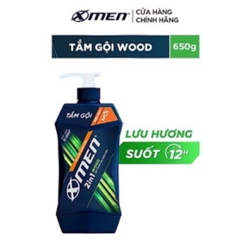 Tắm gội X men 2 in 1 hương nước hoa 650ml lưu hương suốt 12h