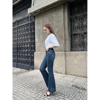 QUẦN JEANS DÀI ỐNG LOE MÀU XANH RÊU