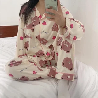 Bộ ngủ pijama gấu Bear dài chất kate