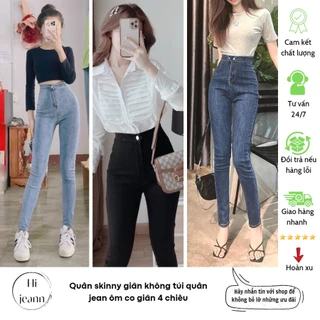 Quần jean nữ skinny lưng cao co giãn không túi