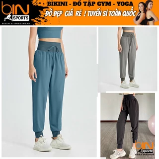 Quần dài jogger nữ tập gym yoga aerobic thể thao có túi 2 bên cạp bo chun chất liệu vải dù thoáng mát BINSPORTS Q162