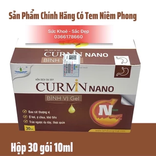 [ Tem cào mã ] CURMIN NANO Bình Vị Gel Giảm Ợ Chua, Đau Rát Thượng Vị, Trào Ngược Dạ Dày - Hộp 30 gói