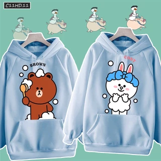 Áo hoodie Cao cấp nỉ cặp đôi nam nữ người yêu giá rẻ, dễ thương unisex basic oversize BROWN - CONY GOAT C11.HD11