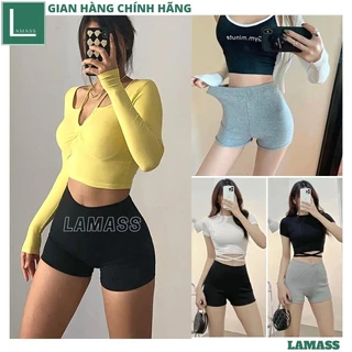 Quần Legging Đùi Nữ body dáng ôm Co Giãn 4 chiều vải dày dặn, Quần box ngắn phong cách thể thao cá tính năng động - LAMA