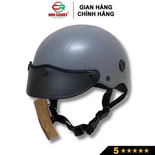 Nón bảo hiểm nửa đầu thời trang NON CAMRY, kiểu dáng nón sơn, màu xám xi măng cá tính Freesize (vòng đầu 55-59cm)