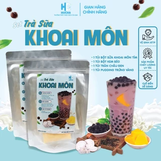 Sét trà sữa khoai môn tím nấu tại nhà thơm ngon vị sữa đậm vị khoai môn 8-10ly, nguyên liệu Hucha