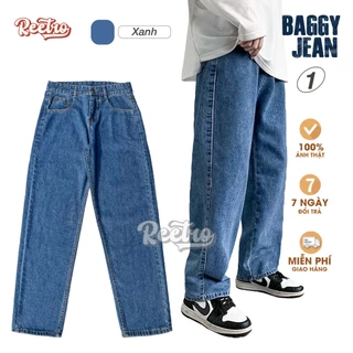 Quần Jeans Nam Nữ Baggy Form Suông Ống Rộng Cao Cấp Màu Đen Xanh Xám Retro