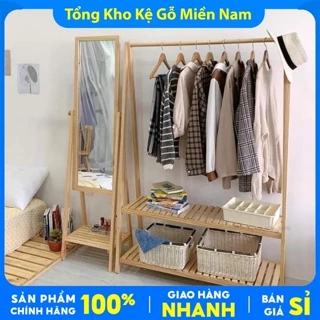 Kệ Treo Quần Áo, Giá Treo Quần Áo Chữ A 2 Tầng Gỗ Thông - Chống Mối Mọt Chịu Tải Tốt - Kệ Gỗ Minh Trần