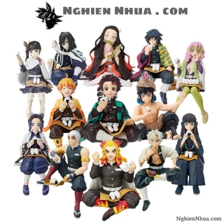 Mô Hình Kimetsu No Yaiba Bộ 13 nhân vật dáng ngồi cao 13 - 16cm - Figure Thanh gươm diệt quỷ - Có Vỏ Hộp màu