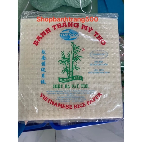 Bánh Tráng Cuốn 22cm Vuông 500gr Hiệu Ba Cây Tre