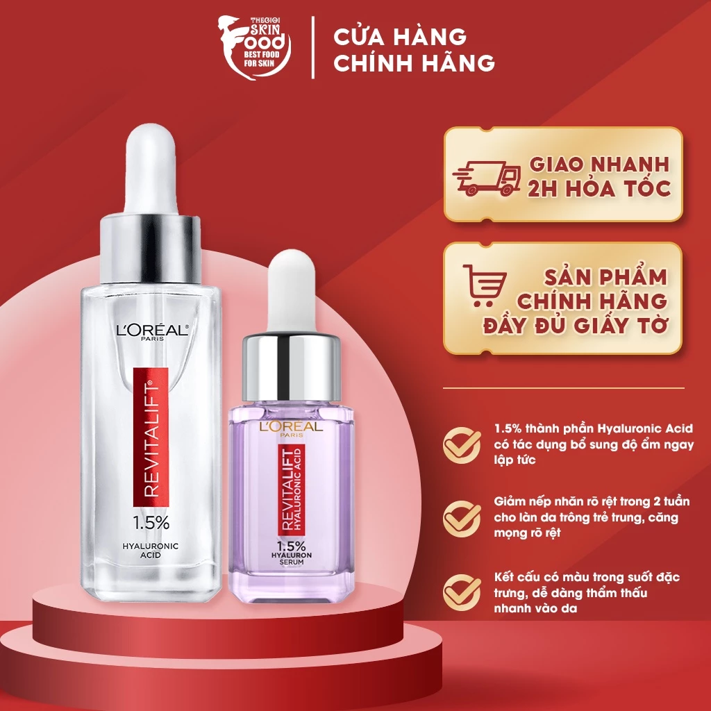 Tinh Chất Cấp Ẩm, Cải Thiện Nếp Nhăn L'oreal Revitalift 1.5% Hyaluronic Acid Serum 30ml