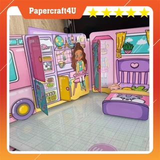 ĐỒ CHƠI NGÔI NHÀ BÚP BÊ GIẤY CẮT THỦ CÔNG DIY paper  MẪU 01