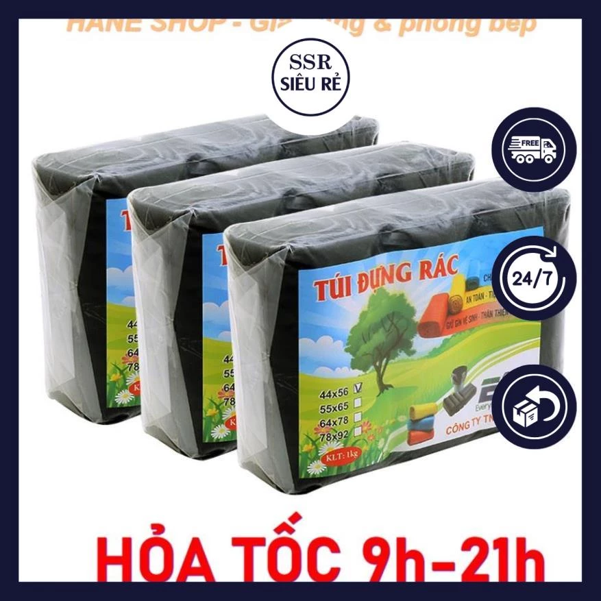 Combo 3 Cuộn Túi Đựng Rác Tự Phân Hủy Size 55cmx65cm Bao Đựng Rác Sinh Học Bảo Vệ Môi Trường