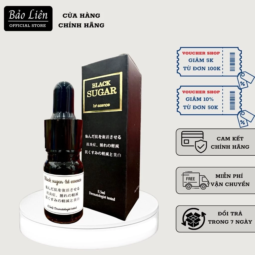 Serum giảm mụn đường đen Black Sugar nhật bản, tinh chất căng bóng da, mờ thâm, dưỡng da tức thì