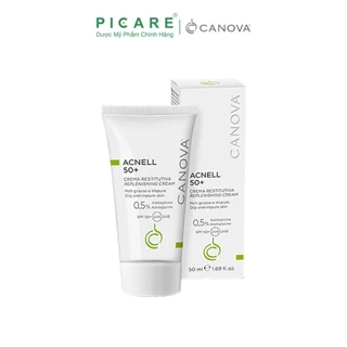 Kem ngừa mụn ban ngày dành cho da mụn, da kích ứng nhạy cảm Canova Acnell 50+  REPLENISHING CREAM 50ml