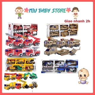 Đồ chơi ô tô trẻ em, Set 6 xe công trình, xe cứu hoả, xe quân sự , xe cảnh sát ô tô  đồ chơi cho bé