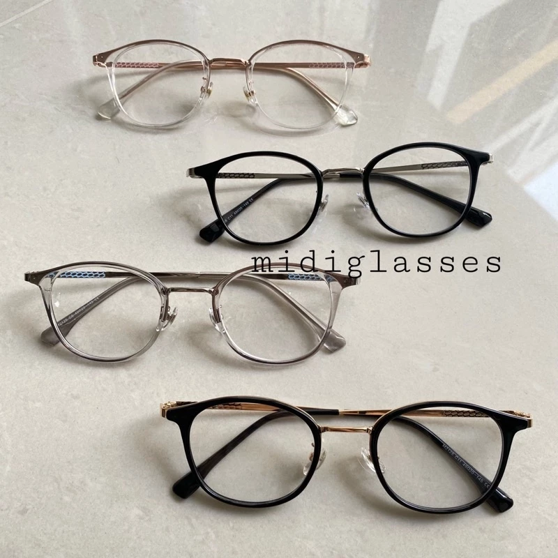 KÍNH MẮT FORM VUÔNG KIM LOẠI Midiglasses càng kim loại bọc nhựa (M2125)