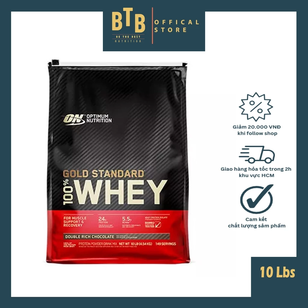 Bột đạm dinh dưỡng thể thao thể hình GOLD STANDARD 100% WHEY 4.5KG hỗ trợ tăng cơ từ thương hiệu OPTIMUM NUTRITION