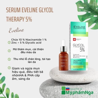 Serum Eveline Glycol Therapy 5% giảm mụn, se khít chân lông