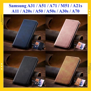 Bao da Samsung A35 5G A55 5G A75 5G, A31 A51 A71 M51, M35 M55, A50 A50s A30s A70 dạng ví kiểu gập từ tính, ngăn đựng thẻ