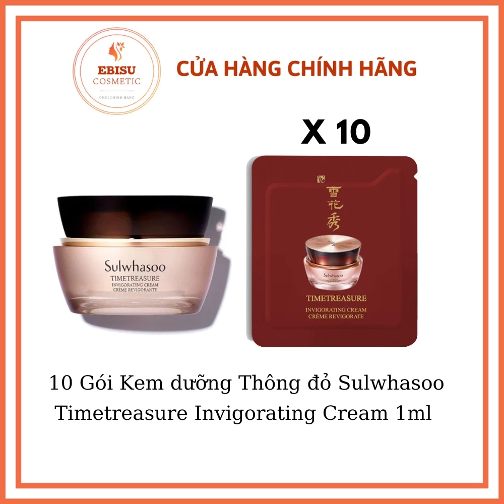 10 Gói Kem Dưỡng Trẻ Hóa Thông Đỏ Sulwhasoo Timetreasure Invigorating Cream Trắng Da Và Chống Lão Hóa (10 GÓI X 1ML)