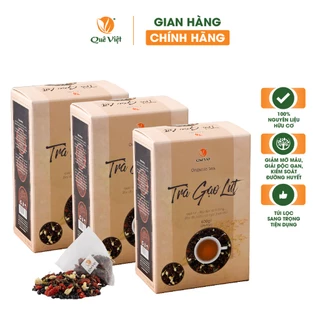 COMBO 3 HỘP - Trà gạo lứt Quê Việt  - Hộp 600g 20 túi lọc