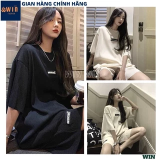 Bộ thể thao nam nữ mùa hè mặc ở nhà chất cotton xốp thái, Đồ bộ quần áo cộc tay co giãn thoải mái 2 màu đen trắng - WIN