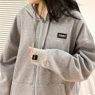 Áo khoác Zip hoodie nỉ bông có túi trong, khoá kéo 2 chiều D’BAKU BASIC LOGO (Tặng kèm túi Tote)