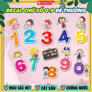 Decal Bảng Chữ Số 🌈𝑭𝒓𝒆𝒆𝒔𝒉𝒊𝒑 Từ 0 đến 9 Dễ Thương Decal Dán Số Cho Bé Màu Sắc Nét, Chống Nước, Cắt Sẵn - BABY