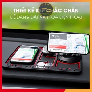 Giá đỡ điện thoại kèm thảm chống trượt đặt taplo ô tô - hàng loại 1 giá đỡ điện thoại xoay kèm thanh sáp thơm