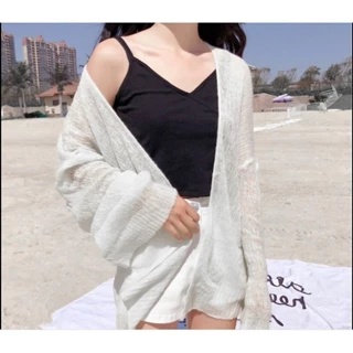 Áo Khoác Cardigan Len Mỏng Cho Nữ Phong Cách Ulzzang Phù Hợp Đi Đà Lạt, Dạo Biển, Vũng Tàu, Mát mẻ