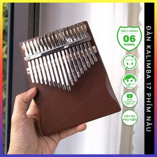 Đàn kalimba 17 phím màu nâu cà phê gỗ nguyên khối cao cấp QUYNHLEMO tặng đầy đủ phụ kiện âm hay không tịt