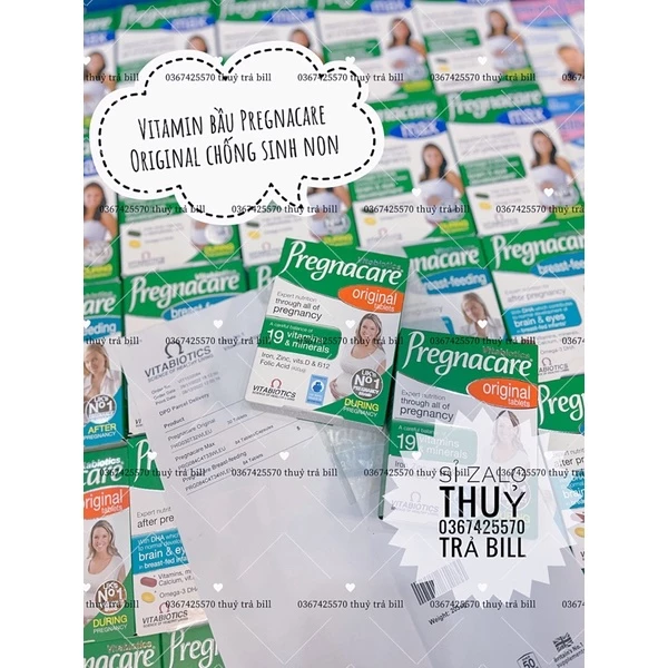 (Hàng trả bill) Vitamin tổng hợp bầu Pregnacare Original UK