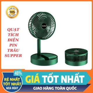 Quạt tích điện để bàn mini Super gấp gọn 3 cấp độ gió siêu bền, cáp sạc USB tiện lợi. Quạt gấp gọn Super xanh