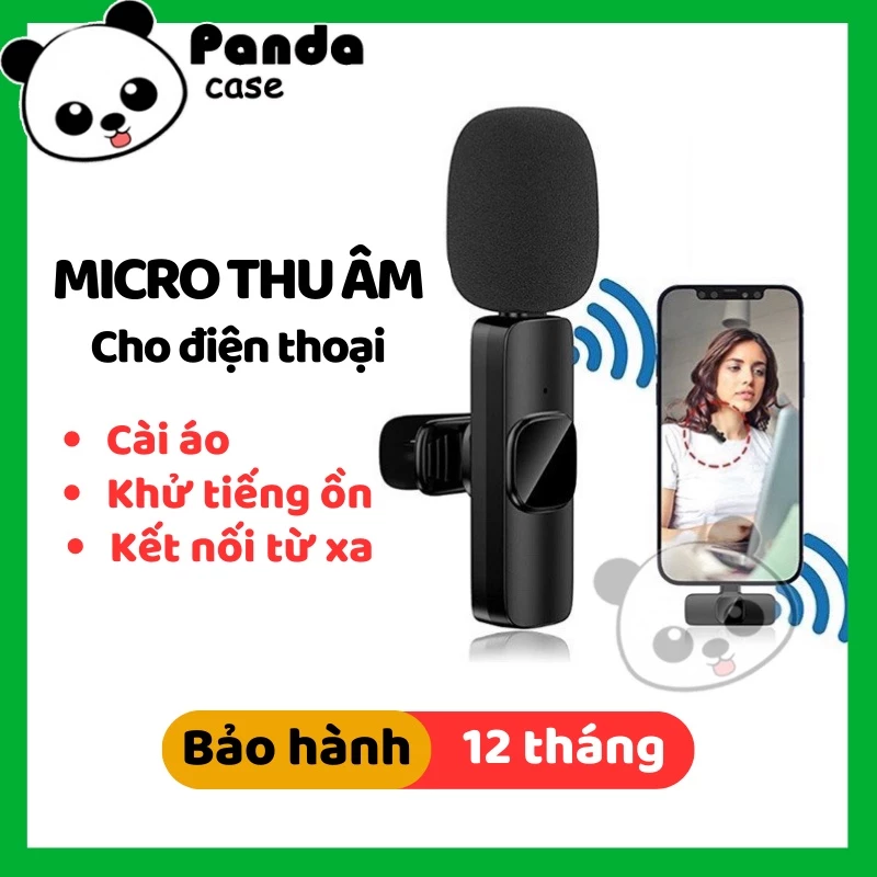 Micro thu âm cho điện thoại không dây cài áo K9 - K11 Khử tiếng ồn cao cấp - Khoảng Cách 20m - Panda Case