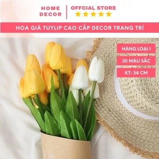 Hoa Giả, Hoa Tulip HOME DECOR nhiều màu cao 34cm cắm bình xinh xắn Decor trang trí nhà cửa, phụ kiện chụp hình