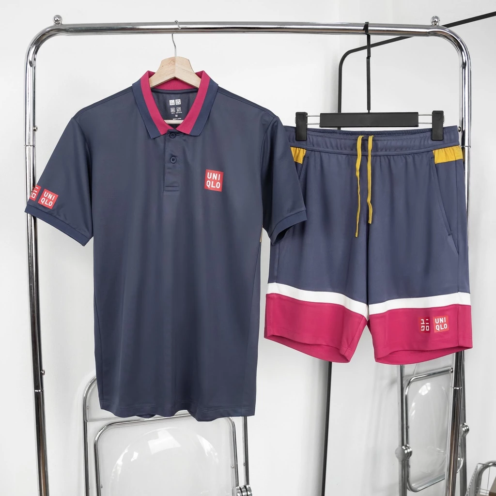 Bộ quần áo hè Uniqlo tím than phối cổ hồng - Thời Trang Thể Thao Cao Cấp WinMax