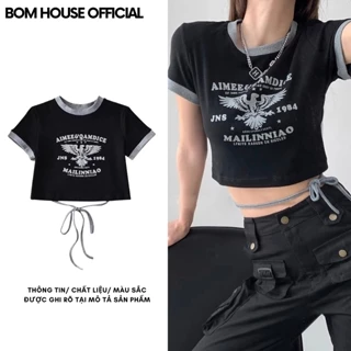 Áo Croptop Nữ Ôm Body MAILINNIAO Cổ Tròn Chất Thun Borip Mịn Bomhouse