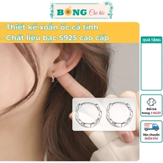 Bông tai bạc unisex dáng tròn xoắn ốc cá tính phong cách Hàn Quốc BTB10 - khuyên tai bạc S925 BÔNG Cài Tóc