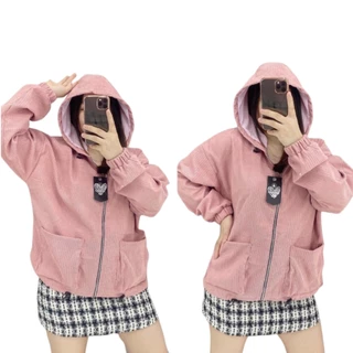 Áo Khoác Cardigan Nhung Tâm Cho Nữ Phong Cách Ulzzang Phù Hợp Đi Đà Lạt, Dạo Biển, Có Nón Túi Trong