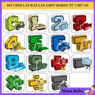 Đồ chơi xếp hình đồ chơi lắp ráp lắp ghép robot biến hình từ chữ số chữ cái, chất liệu nhựa ABS cao cấp, đồ chơi trí tuệ