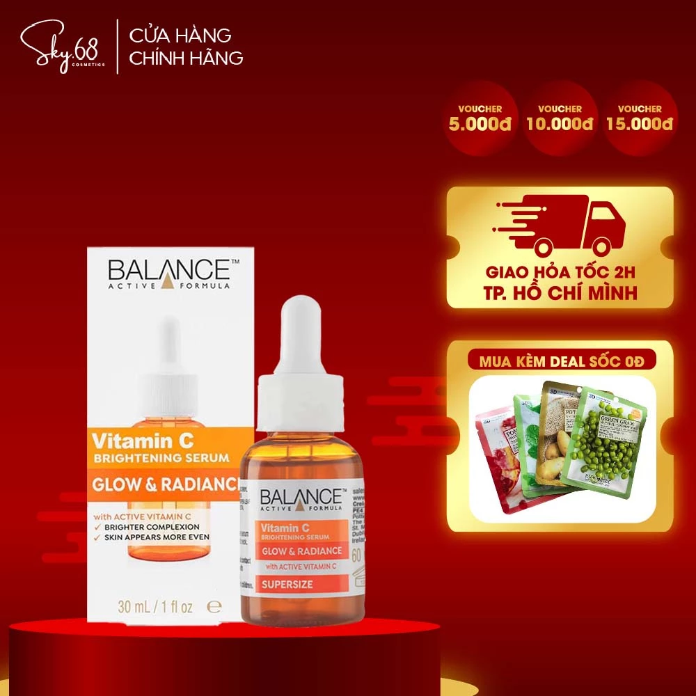 Tinh Chất Giảm Thâm, Trắng Da Balance Active Formula Vitamin C Brightening Serum (30ml/60ml)