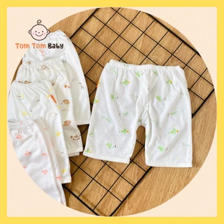 1 Quần sơ sinh cotton cao cấp CUNCON | Mẫu Quần đùi đáy ngang Họa Tiết | Size 1,2,3 cho bé sơ sinh - 9kg