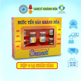 [Hộp quà tặng 6 lọ] Nước Yến Sào Khánh Hòa Sanest Nhân Sâm 70ml