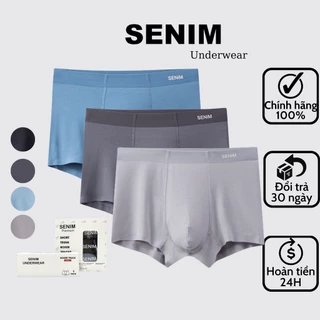 Quần sịp đùi nam chất cotton gỗ sồi cao cấp, combo 3 quần boxer nam chính hãng SENIM