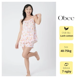 Đồ bộ 2 dây nữ Obee's Closet Đồ bộ ngắn mặc nhà vải tôn (tole) sợi cotton tự nhiên