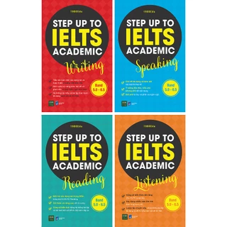 Sách: Combo 4 cuốn Step Up To IELTs Academic Reading + Listening + Writing + Speaking