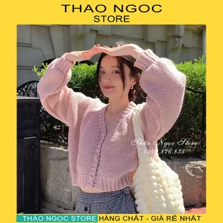 Áo khoác len nữ 3 nút bọc tay bồng, áo len nữ croptop cute! (có sẵn, hình thật ) THẢO NGỌC STORE