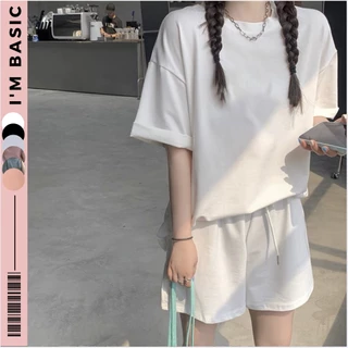 Bộ Quần Áo Mùa Hè Nữ I'm Basic Girly Màu Trắng Cotton Cao Cấp Mềm Mịn Thoáng Mát (BCT01)